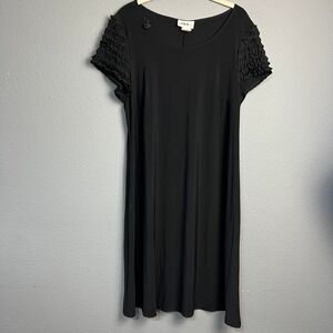 JBS‎ LTD Black Short Sleeve Ruffle Detail Knee Length Dress Whimsigoth Size M